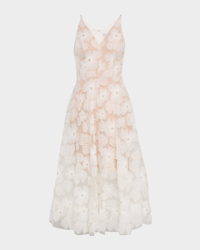 Blair Beaded Floral Applique Midi Dress